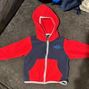 The North Face Kids Red and Navy Fleece Hoodie 6-12Mo